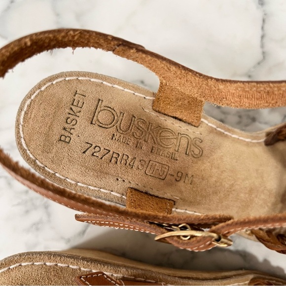 Baskets Buskins made in Brazil brown woven leather suede wedge sandals - Picture 7 of 10